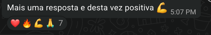 Mensagem de participante: Mais uma resposta e desta vez positiva